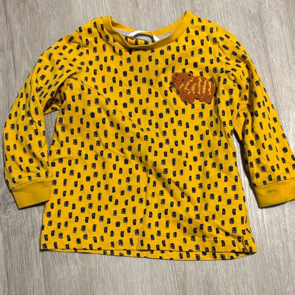 Yellow Kids Shirt with Black Pattern